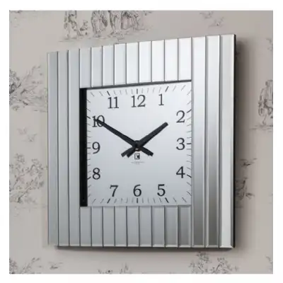 Modern Style Silver Metallic Finish Square Metropolis Wall Clock 50 x 50cm