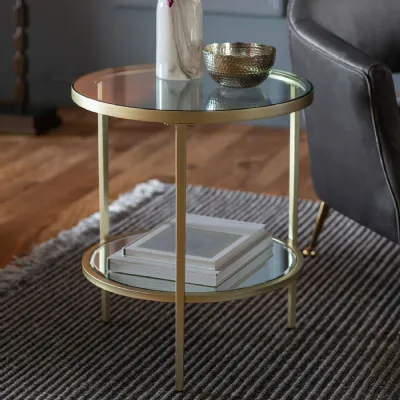 Retro Champagne Spherical Side Lamp Table