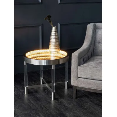 Davenport LED Illuminated Round Side Table Acrylic Legs