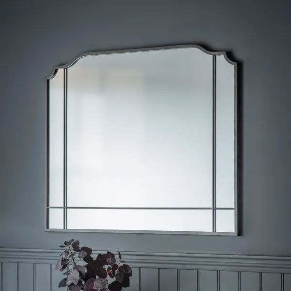 Grey Large Rectangular Overmantle Wall Mirror
