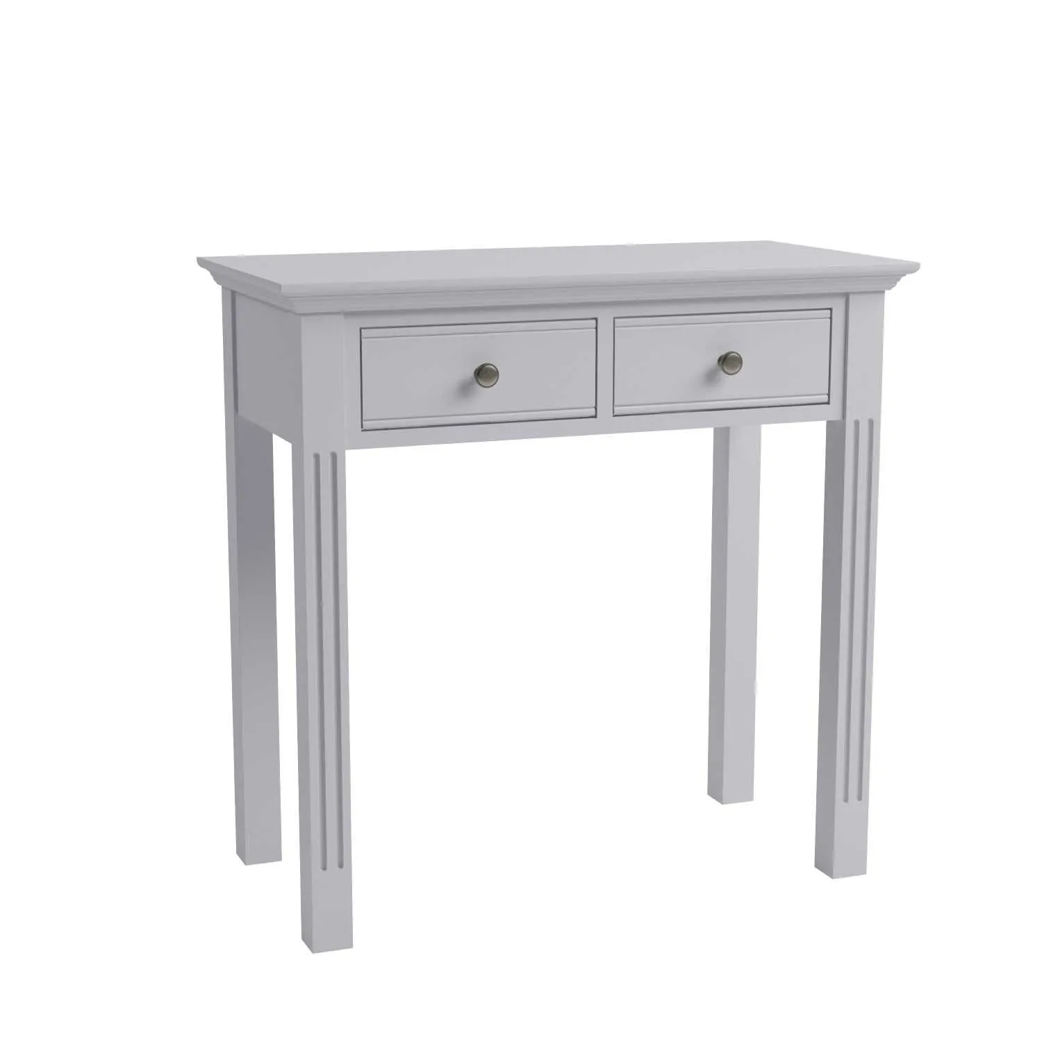 Traditional French Style Wooden Grey Painted 2 Drawer Bedroom Dressing Table 80 x 80cm