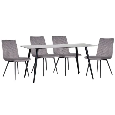 1.6m Sintered Stone Dining Table And 4 Grey Velvet Chairs T516TS&CH66DG