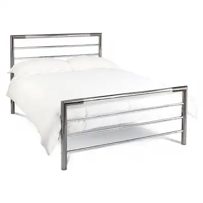 Silver Nickel and Chrome Metal Small 4ft Double Bed