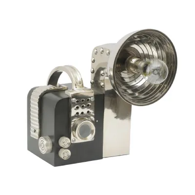Black and Silver Camera Table Lamp