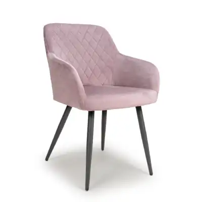 Dusky Pink Brushed Velvet Dining Chair Black Legs