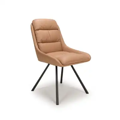 Tan Brown Leather Swivel Dining Chair