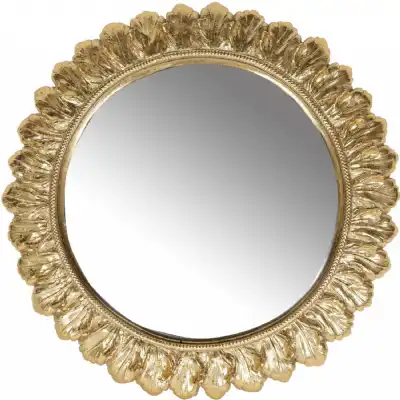 Gold Decorative Floral Round Mirror
