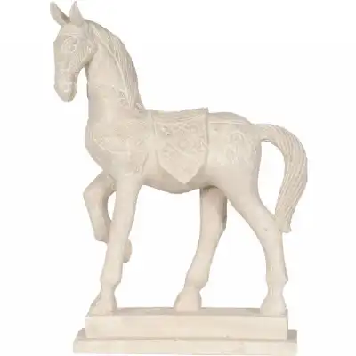 Wood Finish Horse on Stand