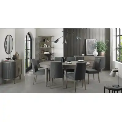 Silver Grey Oval Extending Dining Table Set 6 Grey Chairs