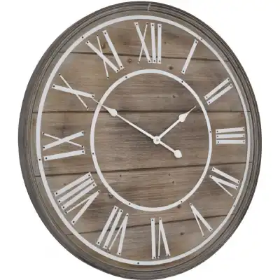 Bleach Wooden Round Wall Clock With Acrylic Roman Numerals