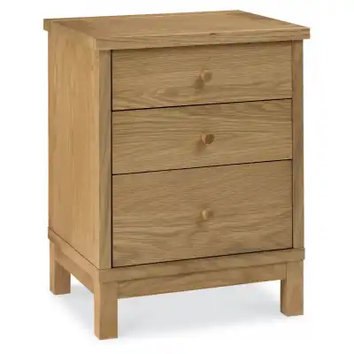 Solid Oak 3 Drawer Bedside Cabinet Nightstand