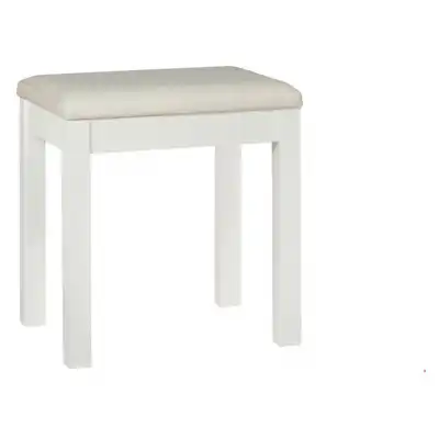 White Painted Dressing Table Stool Sand Fabric