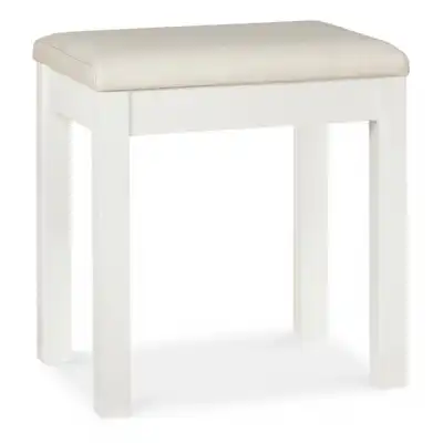 White Painted Dressing Table Stool Sand Fabric Seat Pad