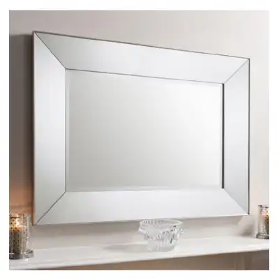 Vastro Bevelled Mirrored Glass Rectangular Wall Mirror in Silver