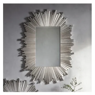 Large Silver Starburst Aztec Design Rectangular Wall Mirror