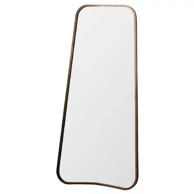 Gold Painted Leaner Floor Mirror Curved Rounded Edges