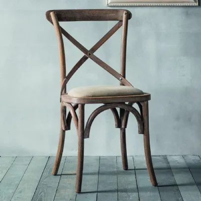 Farmhouse Natural Wooden Cafe Chair Cross Back Design