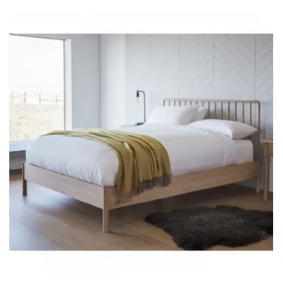 Nordic Solid Oak Wood Double Spindle Bed Low Foot End