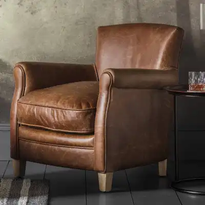 Tan Brown Leather Relaxing Armchair