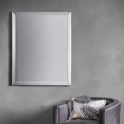 Large 112cm Overmantle Bevelled Rectangular Mirrored Glass Wall Mirror