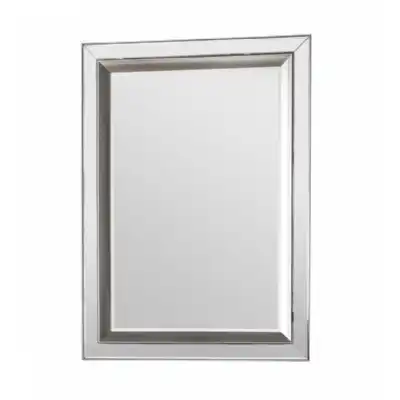 Modern Silver Metal Frame Bedroom Rectangular Wall Mirror 109.5 x 79.5cm