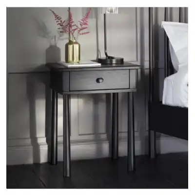 Black Painted Ash Wood 1 Drawer Bedside Table Cabinet Nightstand