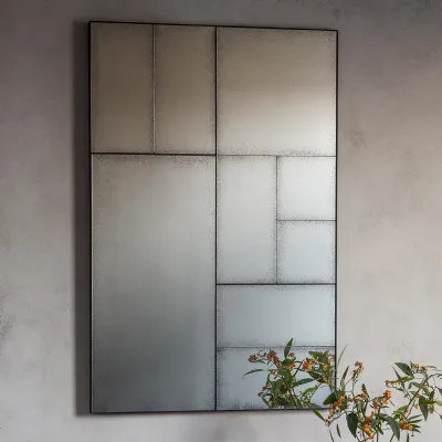 Antique Aged Finish Rectangular Wall Mirror