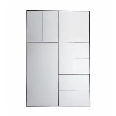 Large Multiwindow Rectangular Wall Mirror Silver