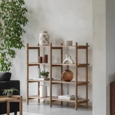 Natural Wood Open Display Bookcase Shelving Unit