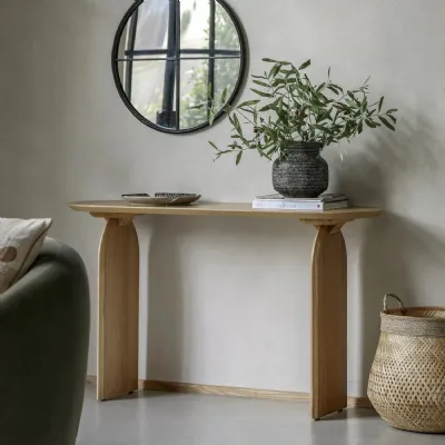Retro Natural Wood Large Console Table