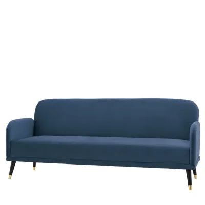 Blue Fabric Curved Sofa Bed with Slim Arms