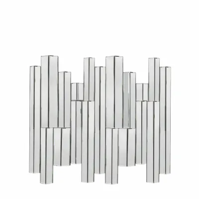 Silver Art Deco Wall Mirror Bevelled Abstract Panels
