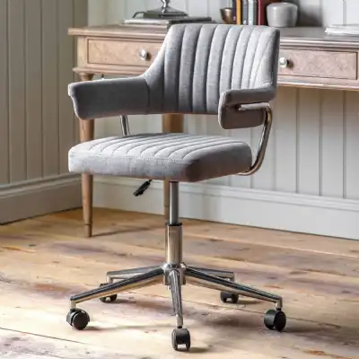 Grey Fabric Swivel Office Chair Metal Frame