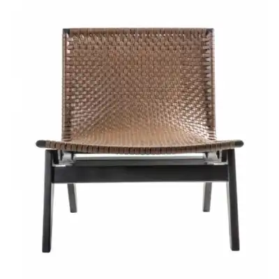 Acacia Wood And Buffalo Leather Lounge Chair