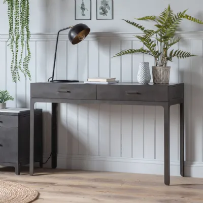 Wooden Grey Painted 2 Drawer Rectangular Office Desk