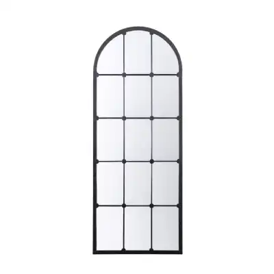 Tall Black Arched Window Wall Mirror