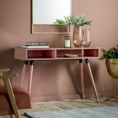 Pink Console Table With Shelve Home Office