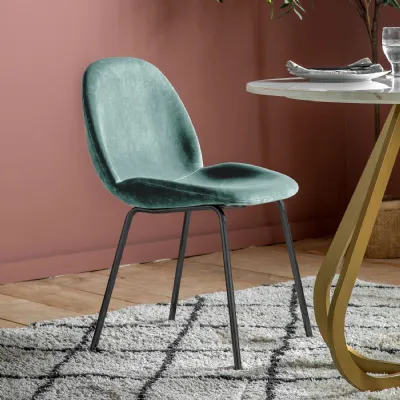 Mint Green Velvet Dining Chair Grey Metal Legs