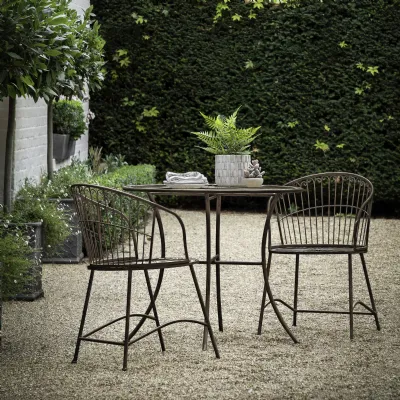 Noir Metal Outdoor 2 Seater Round Bistro Dining Table Set
