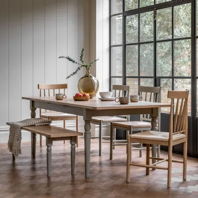 Grey Painted Oak Top Rectangular Extending Dining Table