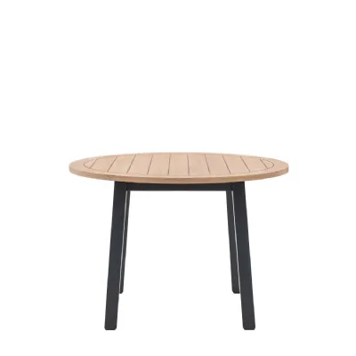Meteror Small Round Dining Table Planked Oak Top