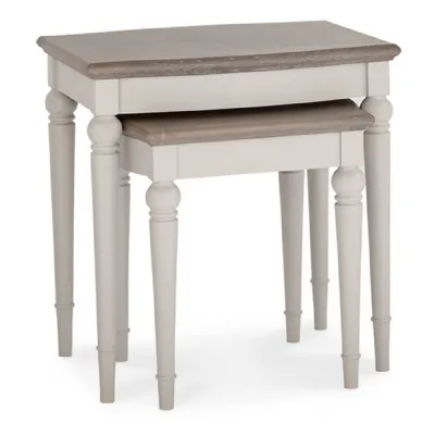 Grey Washed Oak Grey Painted Nest of 2 Side Tables