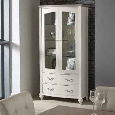 Glass Display Cabinet Grey Painted Washed Oak Top