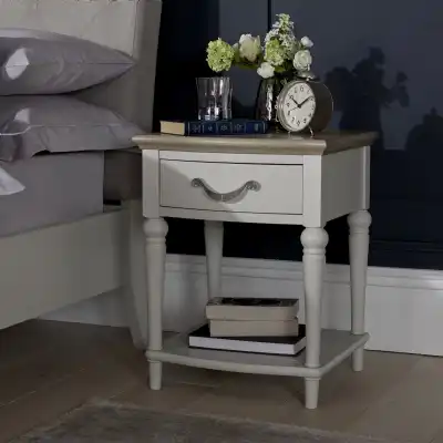 Grey Painted Washed Oak Top Bedside Lamp Table