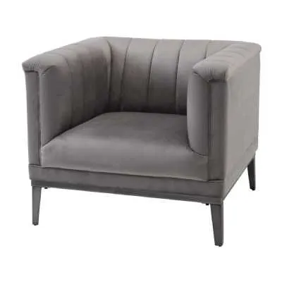 Belgravia Occasional Chair With Grey Ribbed Velvet Low Back