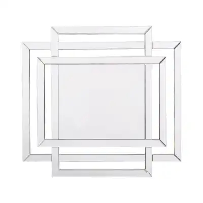Abstract Rectangle Geometric Glass Framed Wall Mirror