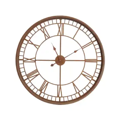 Antique Rust Metal Round Skeleton Wall Clock