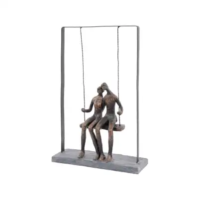 Couple Sitting on Swing Bronze Sculpture