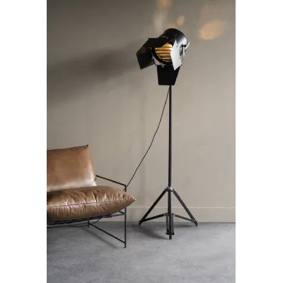 Black Spotlight Adjustable Tripod Floor Lamp 176cm