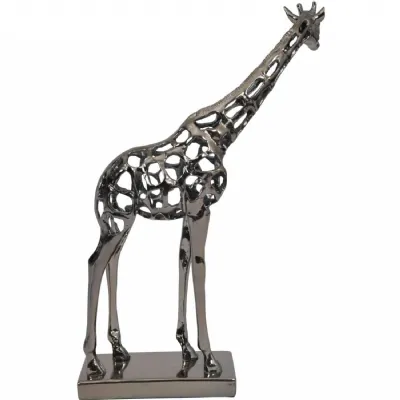 Black and Silver Hollow Giraffe Sculpture